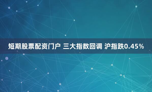 短期股票配资门户 三大指数回调 沪指跌0.45%